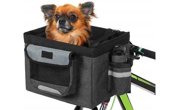 cesta delentera de bicicleta para llevar perro