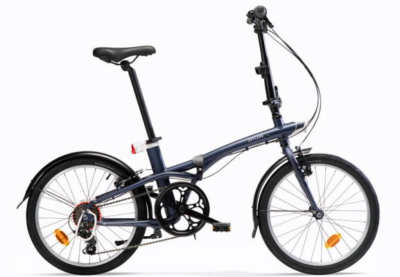 bicicleta plegable decathlon azul